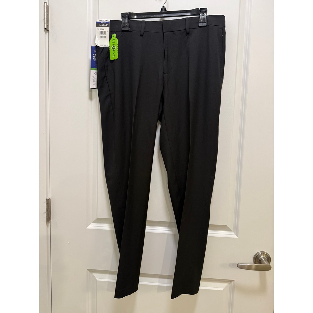 Haggar Smart Wash Repreve Slim Fit Suit Pants Black 34W x 29L NWT